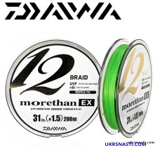 Шнур Daiwa UVF Morethan Sensor 12Braid EX+SI #1,0 размотка 200м салатовый